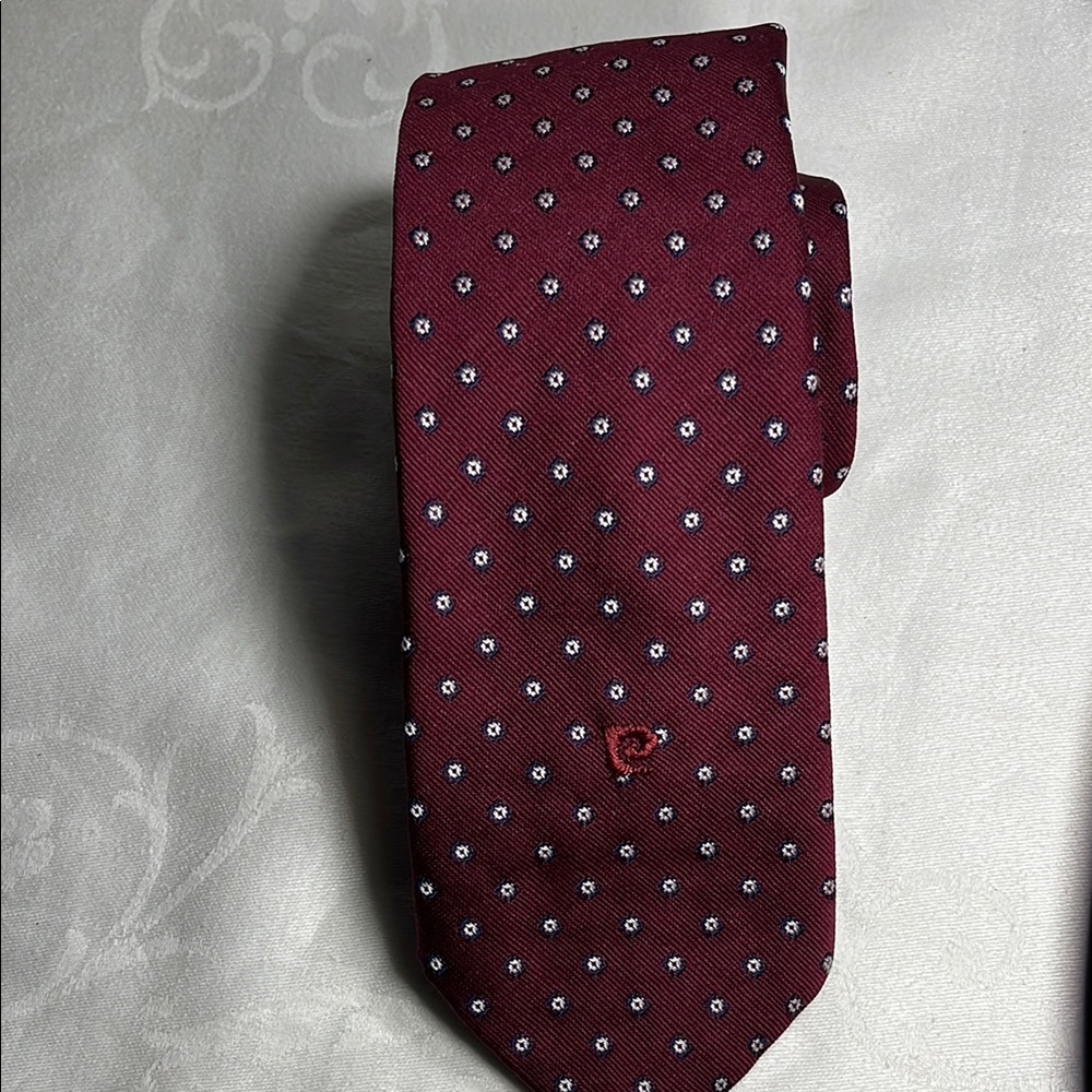 Pierre Cardin Elegant Burgundy Polka Dot Tie